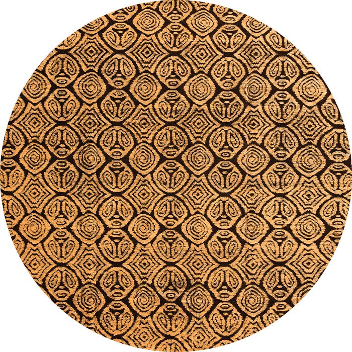 Round Machine Washable Abstract Orange Modern Area Rugs, wshabs5138org