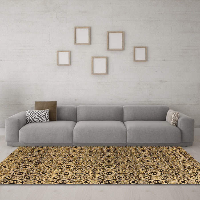 Machine Washable Abstract Brown Modern Rug in a Living Room,, wshabs5138brn