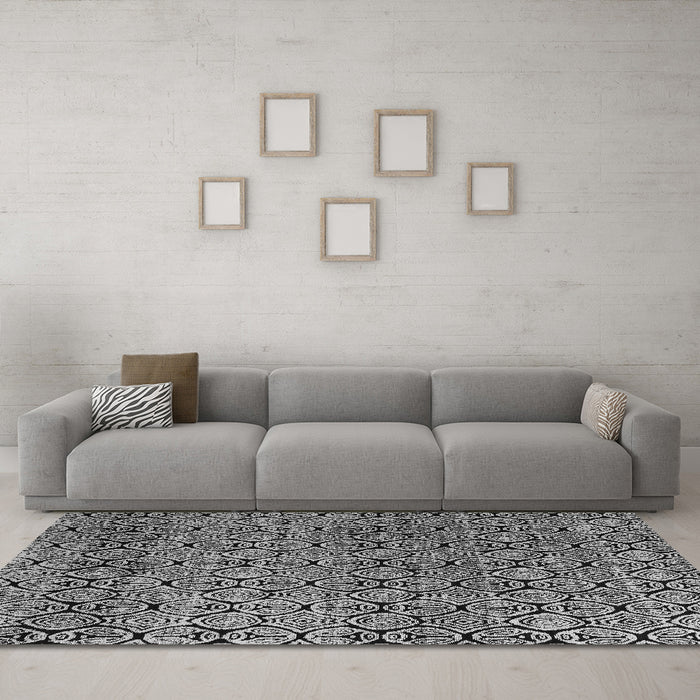 Machine Washable Abstract Gray Modern Rug in a Living Room,, wshabs5138gry