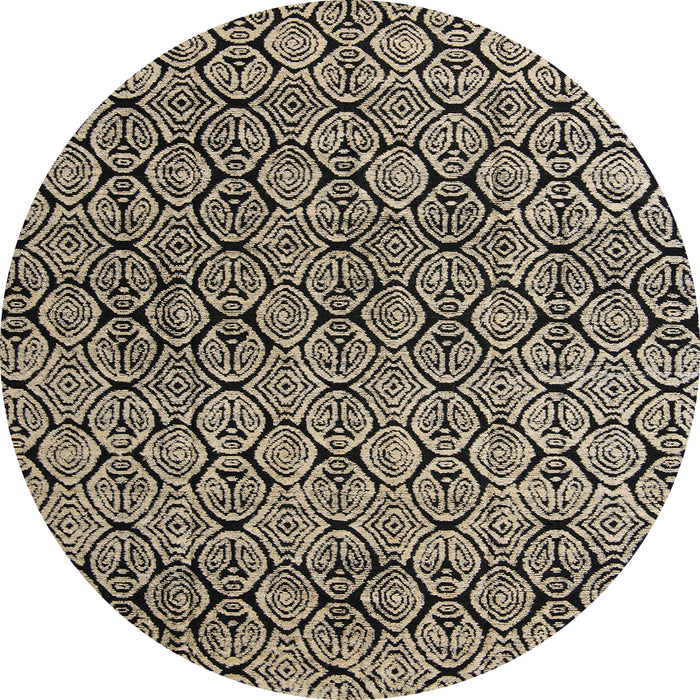 Round Abstract Dark Coffee Brown Modern Rug, abs5138