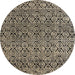 Round Abstract Dark Coffee Brown Modern Rug, abs5138