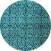 Round Abstract Light Blue Modern Rug, abs5139lblu