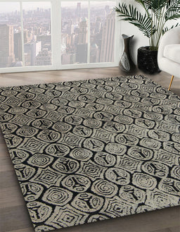 Machine Washable Abstract Sand Brown Rug in a Family Room, wshabs5139