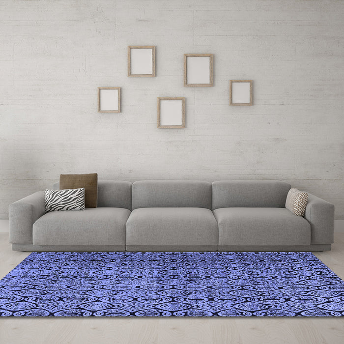 Machine Washable Abstract Blue Modern Rug in a Living Room, wshabs5139blu
