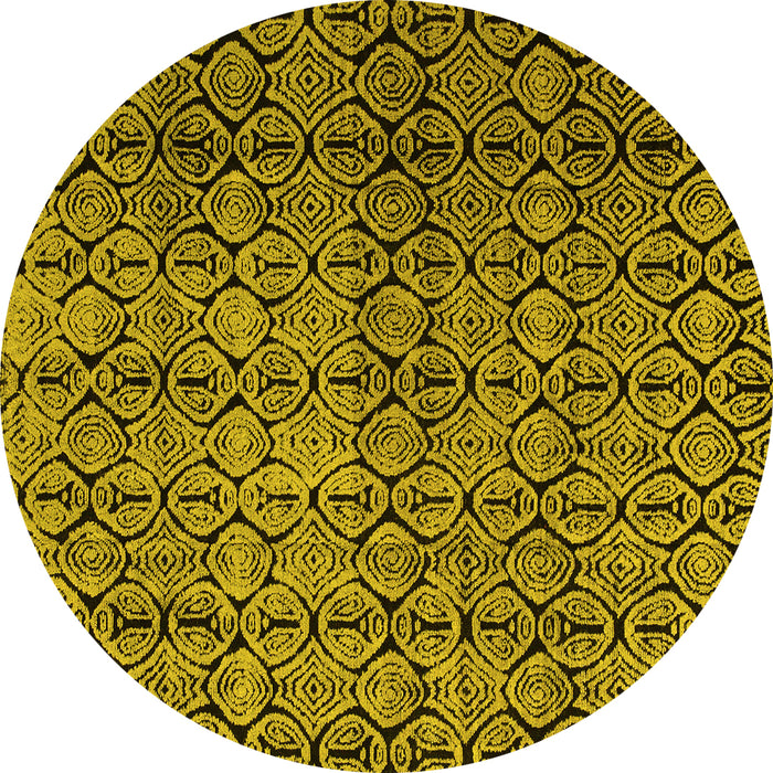 Round Abstract Yellow Modern Rug, abs5139yw