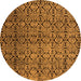 Round Abstract Orange Modern Rug, abs5139org