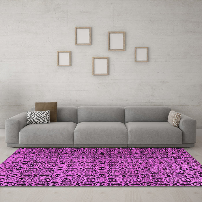 Machine Washable Abstract Pink Modern Rug in a Living Room, wshabs5139pnk