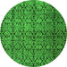 Round Machine Washable Abstract Green Modern Area Rugs, wshabs5139grn