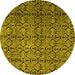 Round Machine Washable Abstract Yellow Modern Rug, wshabs5139yw