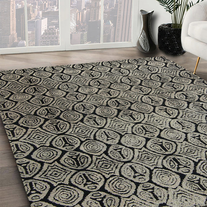 Abstract Sand Brown Modern Rug in Family Room, abs5139