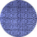 Round Abstract Blue Modern Rug, abs5139blu