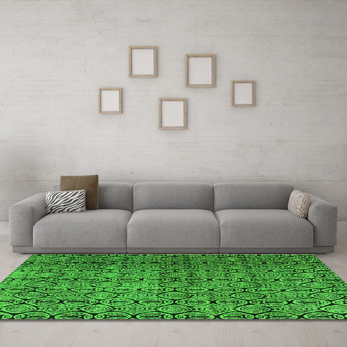 Machine Washable Abstract Green Modern Area Rugs in a Living Room,, wshabs5139grn