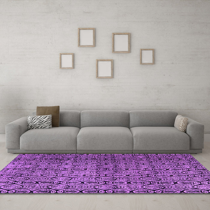 Machine Washable Abstract Purple Modern Area Rugs in a Living Room, wshabs5139pur