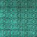 Square Machine Washable Abstract Turquoise Modern Area Rugs, wshabs5139turq