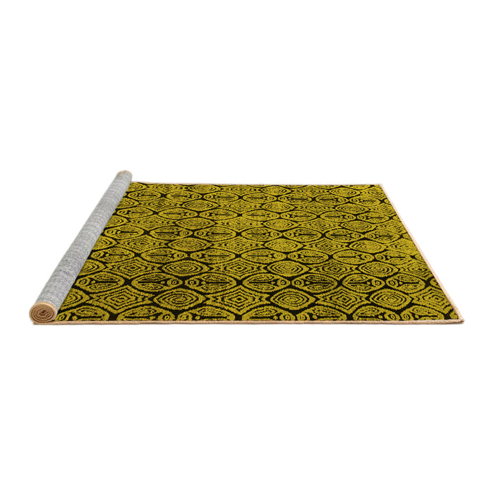 Sideview of Machine Washable Abstract Yellow Modern Rug, wshabs5139yw