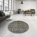 Round Machine Washable Abstract Sand Brown Rug in a Office, wshabs5139