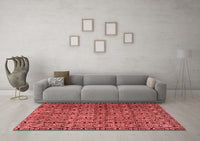 Machine Washable Abstract Red Modern Rug, wshabs5139red