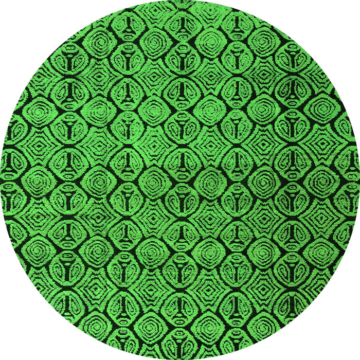 Round Abstract Green Modern Rug, abs5139grn