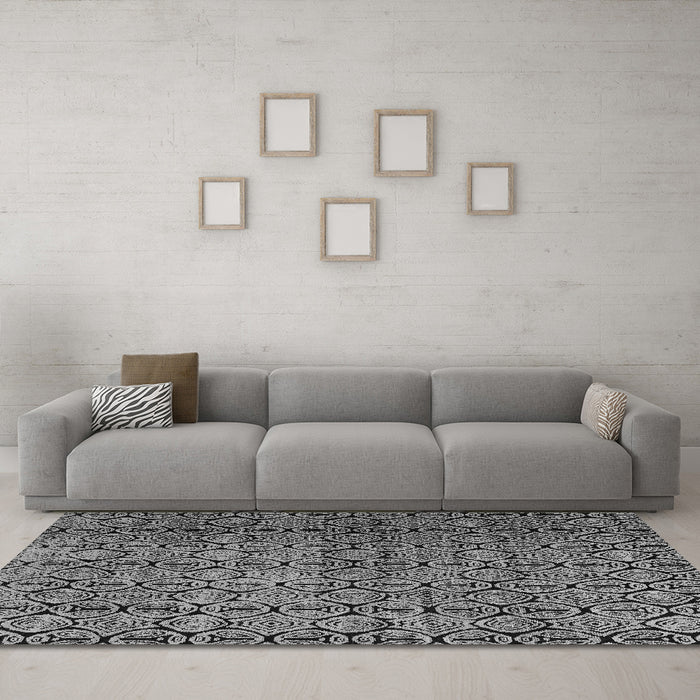Machine Washable Abstract Gray Modern Rug in a Living Room,, wshabs5139gry