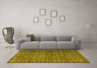 Machine Washable Abstract Yellow Modern Rug, wshabs5139yw