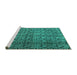 Sideview of Machine Washable Abstract Turquoise Modern Area Rugs, wshabs5139turq