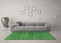 Machine Washable Abstract Emerald Green Modern Rug, wshabs5139emgrn