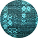 Round Abstract Light Blue Modern Rug, abs513lblu