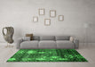 Machine Washable Abstract Green Modern Area Rugs in a Living Room,, wshabs513grn