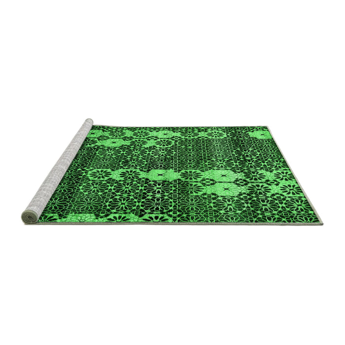 Sideview of Machine Washable Abstract Green Modern Area Rugs, wshabs513grn