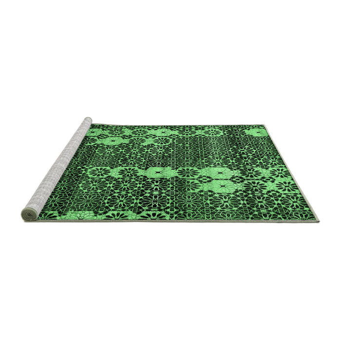 Sideview of Machine Washable Abstract Emerald Green Modern Area Rugs, wshabs513emgrn