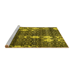 Sideview of Machine Washable Abstract Yellow Modern Rug, wshabs513yw