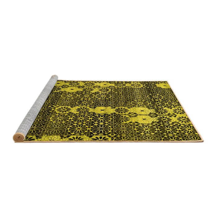 Sideview of Machine Washable Abstract Yellow Modern Rug, wshabs513yw