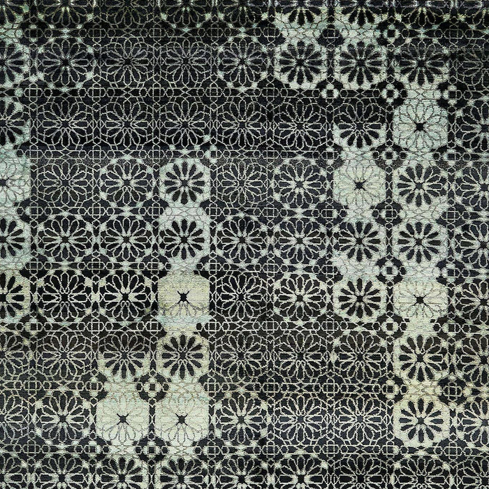 Machine Washable Abstract Dark Sea Green Rug, wshabs513