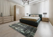 Abstract Dark Sea Green Modern Rug in a Bedroom, abs513