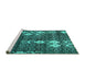 Sideview of Machine Washable Abstract Turquoise Modern Area Rugs, wshabs513turq