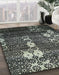 Machine Washable Abstract Dark Sea Green Rug in a Family Room, wshabs513