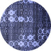 Round Abstract Blue Modern Rug, abs513blu