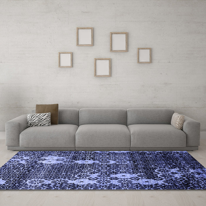 Machine Washable Abstract Blue Modern Rug in a Living Room, wshabs513blu