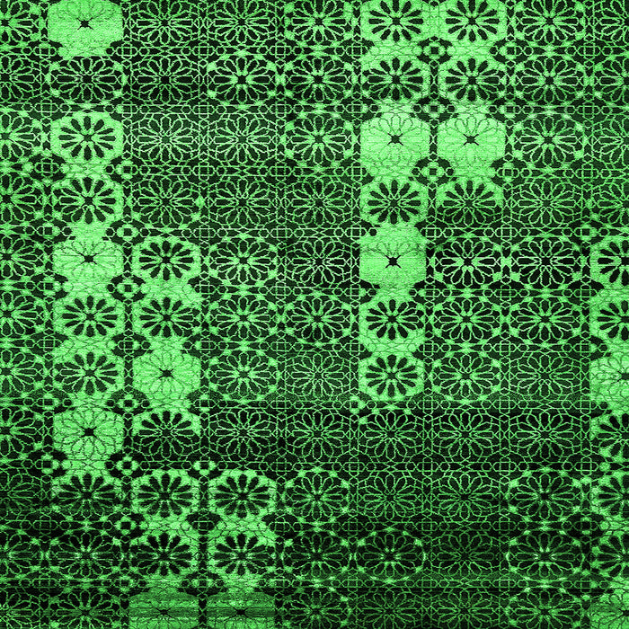 Square Machine Washable Abstract Green Modern Area Rugs, wshabs513grn