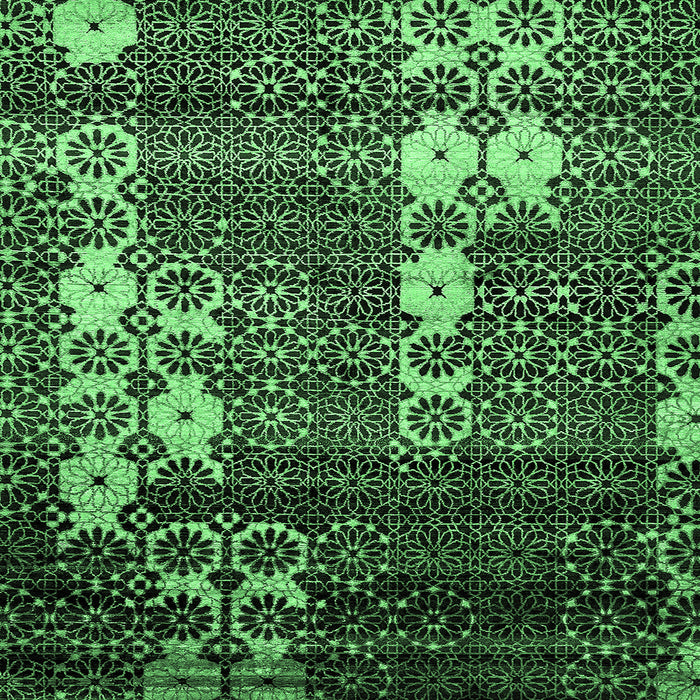 Square Machine Washable Abstract Emerald Green Modern Area Rugs, wshabs513emgrn