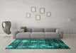 Machine Washable Abstract Turquoise Modern Area Rugs in a Living Room,, wshabs513turq