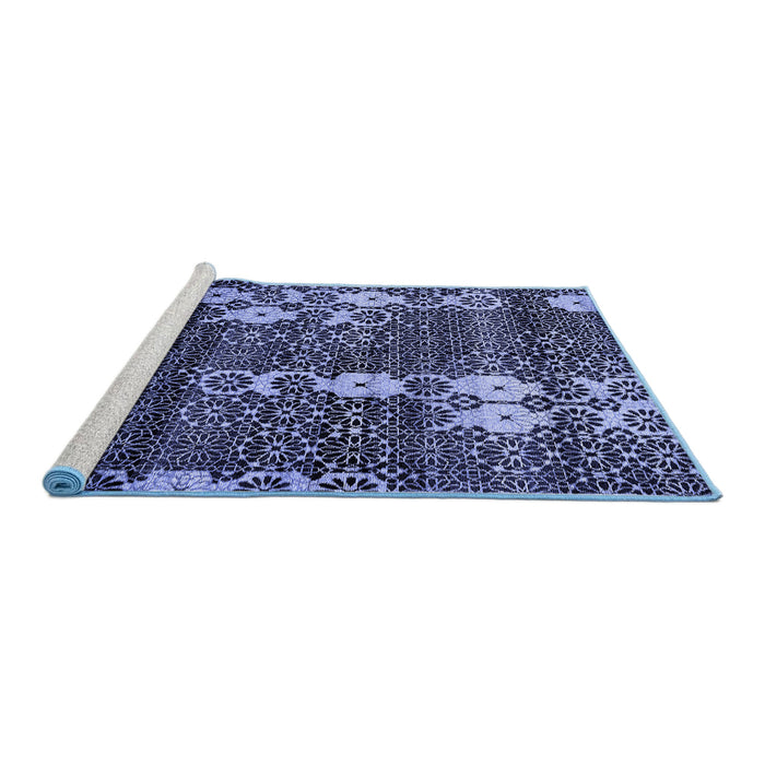 Sideview of Machine Washable Abstract Blue Modern Rug, wshabs513blu