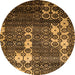 Round Machine Washable Abstract Orange Modern Area Rugs, wshabs513org