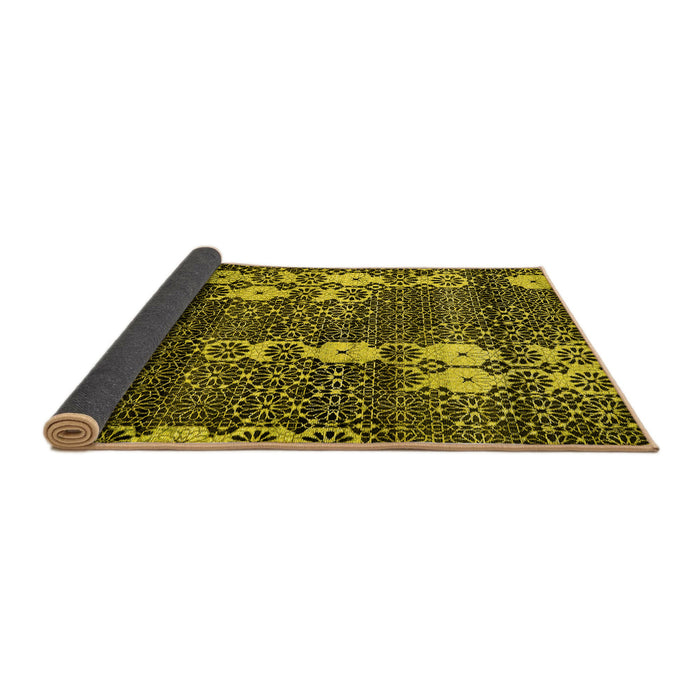 Sideview of Abstract Yellow Modern Rug, abs513yw