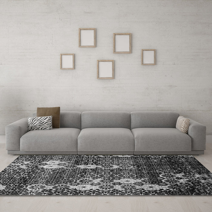Machine Washable Abstract Gray Modern Rug in a Living Room,, wshabs513gry
