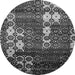 Round Machine Washable Abstract Gray Modern Rug, wshabs513gry