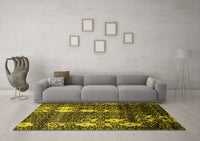 Machine Washable Abstract Yellow Modern Rug, wshabs513yw