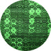 Round Abstract Green Modern Rug, abs513grn