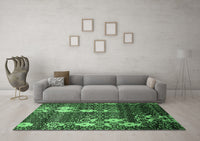 Machine Washable Abstract Emerald Green Modern Rug, wshabs513emgrn