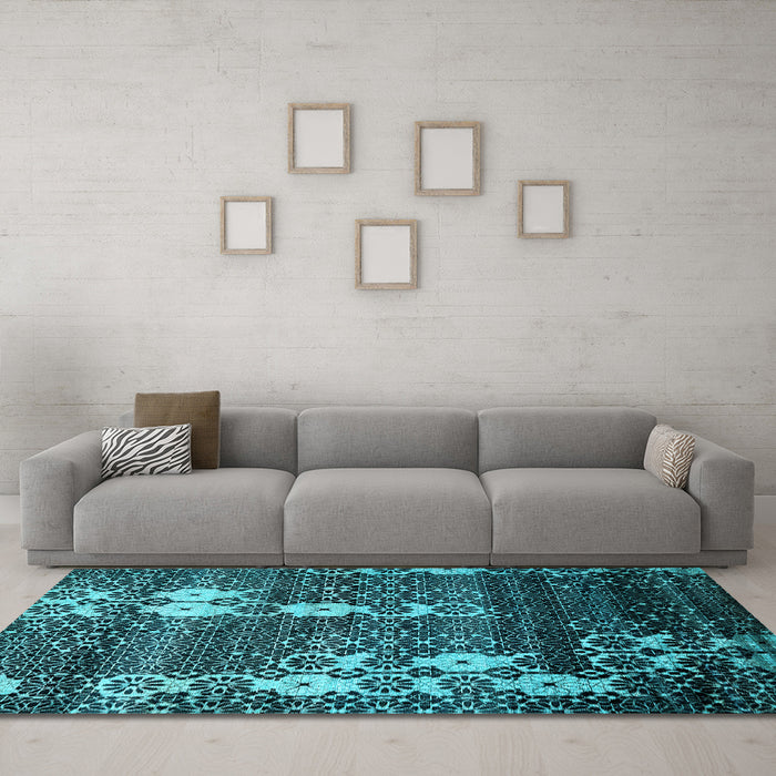 Machine Washable Abstract Light Blue Modern Rug in a Living Room, wshabs513lblu